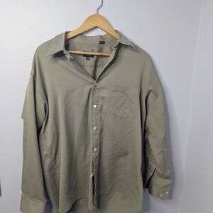 Hugo Boss Mens Button-Down Shirt – Size 16 /‎ 32–33 – 100% Cotton – Sage Green